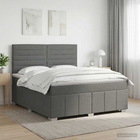 Lit boxspring avec matelas Gris foncé 140 x 190 cm Tissu (1/5)