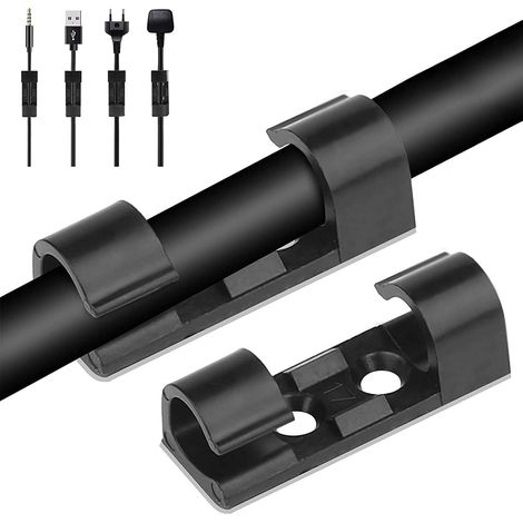 60 Pièces Clips Câbles, Clips de Câble Adhésif, Clips Rangement de Câble, Fixation Auto Collant, Rangement de Cordon Serre-Câbles, pour Bureau/Maison/TV/Chargeur/Voiture/PC (Noir) (1/5)