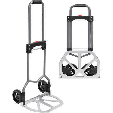Carrello portapacchi pieghevole in alluminio - Misura 38,5x41x99,5 cm e portata massima 70 Kg - Manico telescopico e 2 ruote in gomma, montacarichi ma (1/5)