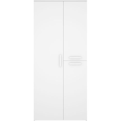 Armoire, meuble de rangement avec 3 portes coloris blanc - Longueur 90 x Profondeur 52 x Hauteur 205 cm (1/4)