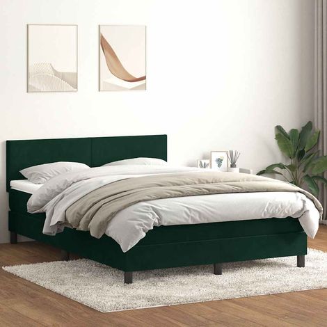 Boxspringbett mit Matratze & LED Dunkelgrün 160x220 cm Samt