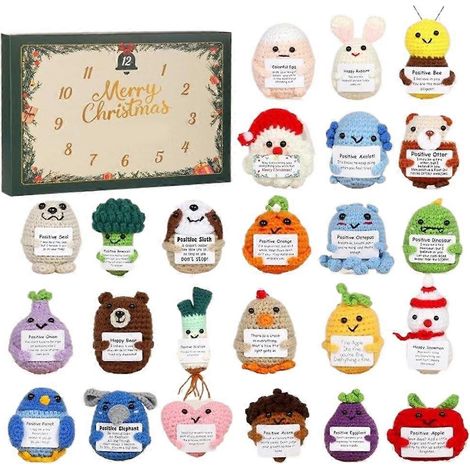 Adventskalender mit 24 Tagen voller festlicher Dekorationen und Häkelmotiven – ein positiver Countdown-Kalender mit Tieren. (1/5)