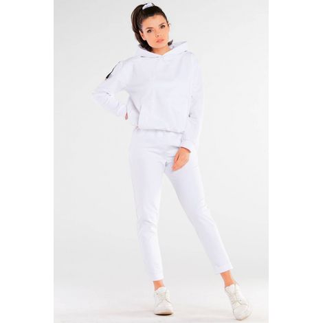 Pantaloni della tuta in cotone con tasche, bianchi, taglia L/XL (1/5)