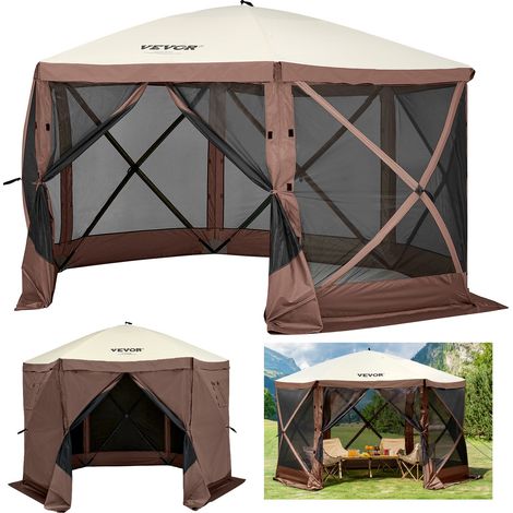 VEVOR Tente deabri de camping pop-up, pare-soleil a 6 cotes avec fenetres en maille, sac de transport portable, piquets de sol, grandes tentes deombrage pour camping en plein air, pelouse et jardin