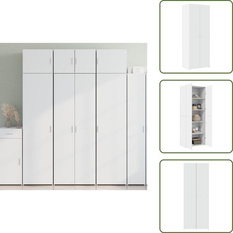 Highboard Weiß 70x42,5x185 cm Holzwerkstoff - Hochschrank - Weißer Schrank - Regal - Aufbewahrung - Wohnraum Dekoration (1/5)