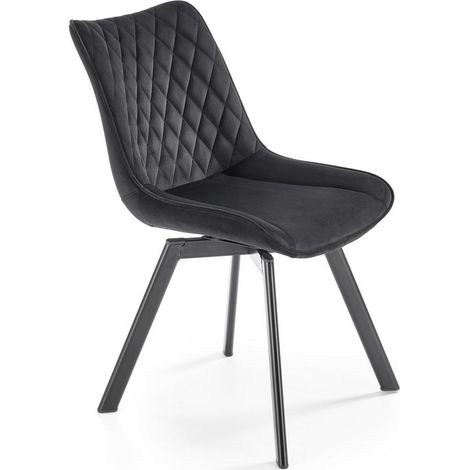 Chaise design métal et velours noir Jovil (1/4)