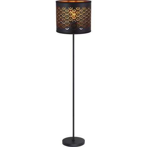 Lampada da terra MORGAN nero-oro, paralume ovale E27 (1/5)