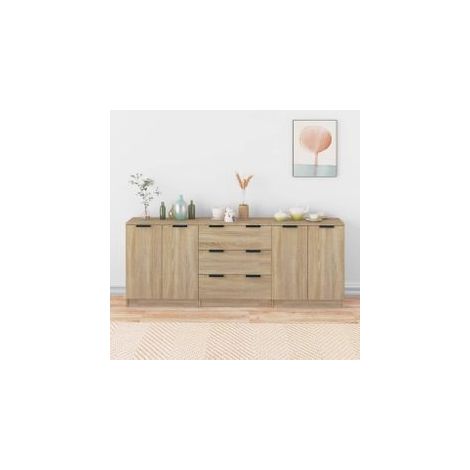 Buffets 3 pcs Chêne sonoma Bois d'ingénierie (1/5)