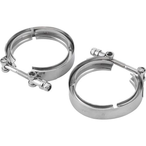 Lot de 2 colliers de serrage pour tuyau d'échappement turbo de 7,6 cm (3 pouces), clip en V, accessoire automobile en acier inoxydable (1/5)