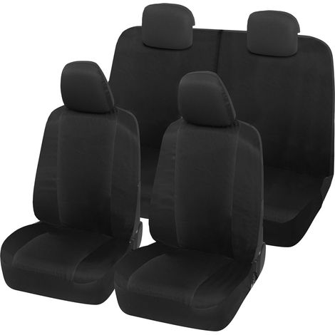Lupex Shop – Coprisedili auto universali, compatibili per Panda Easy, anteriori e posteriori (50/50), NO LOGO, in Policotone Nero/Nero (1/5)