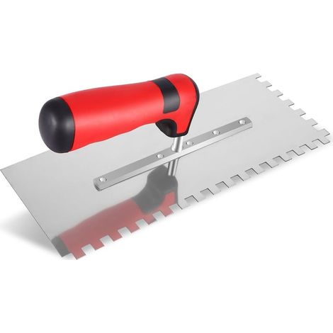 Truelle Dentée 8 mm, Truelle de Lissage INOX, (280 x 100 mm) Truelle Professionnelle INOX, Spatule Dentée pour Pose Carrelage, Poignée Ergonomique
