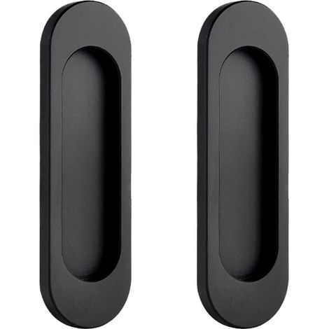 Lot de 2 Poignée de Porte Interieur Poignées Porte Coulissante Noires Ovales Auto-Aadhésives Poignée De Cuisine Sans Perçage Poignée Placard en Alliage d'aluminium Poignée Meuble Cuisine (1/5)