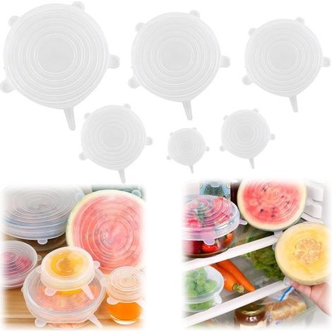 Couvercles en silicone lot de 6 - couvercles étanches extensibles pour bols et boîtes (1/5)
