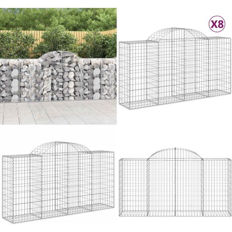 Paniers à gabions arqués 8 pcs 200x50x100/120 cm fer galvanisé - Panier Gabion - Gabion - Clôture Gabion - Décoration Jardin - Mur Gabion - Home & Living (1/5)