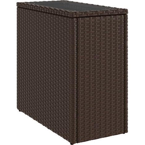 Table d'appoint en rotin avec plateau en verre brun (1/5)