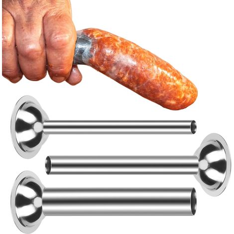 Lot de 3 Tubes à Saucisse, Acier Inoxydable, Diamètres 12/19/32 mm, Pour Hachoir Taille 5, Cuisine Maison (1/5)