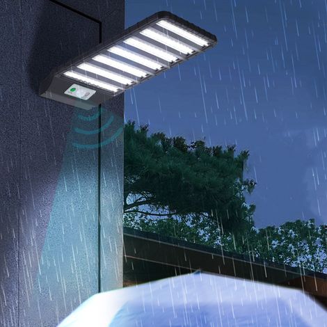 Lampadaire solaire IP65 100W pour extérieur, rechargeable, à détection de présence, idéal pour les cours et les appliques murales. (1/5)