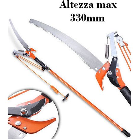 Svettatoio/Tagliarami/Sega/Cesoia manuale con manico telescopico e corda 33 mt