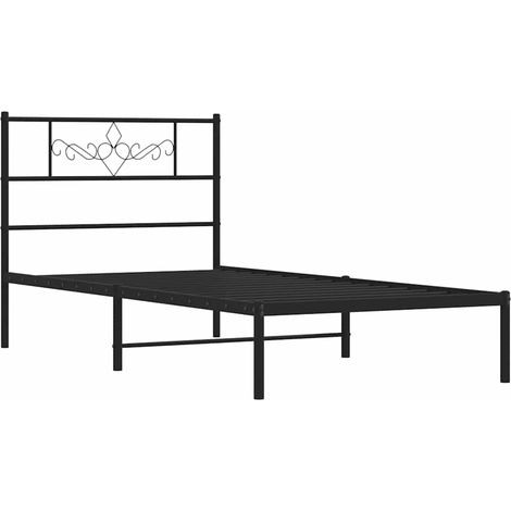 vidaXL Cadre de lit métal sans matelas avec tête de lit noir 100x200cm (1/5)