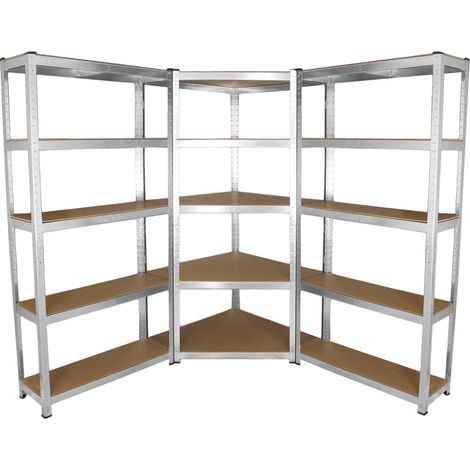 Monster Racking - 2 Scaffali Galwix 90cm in Acciaio Senza Bulloni & 1 Scaffale ad Angolo Galwix 180cm x 30cm x 90cm