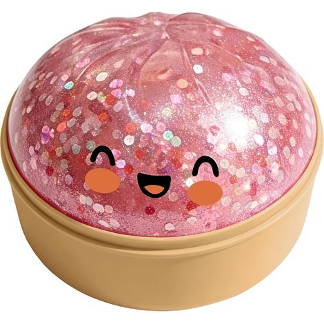 Jouet anti-stress Dumpling Squishy, Dumplings colorés, Jouet Squishies à paillettes (Rose)