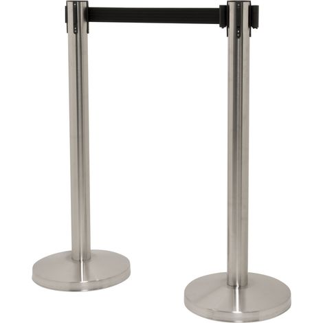 Lot de 2 poteaux d'accueil Budget avec corde rétractable