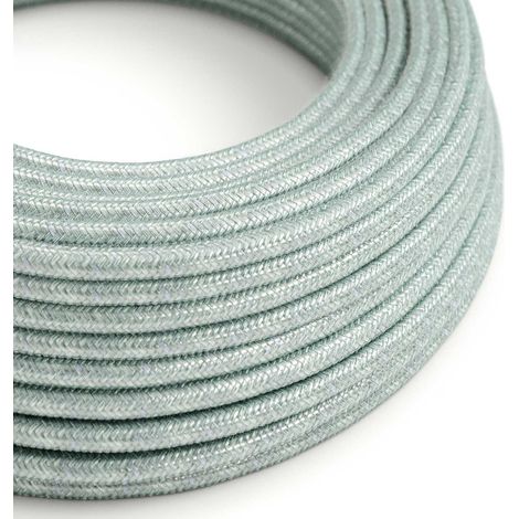 Creative-Cables Cavo elettrico rivestito in tessuto, 2 x 0,75 mm², 50 m, Cotone Verde RX12, Rotondo effetto seta, Made in Italy