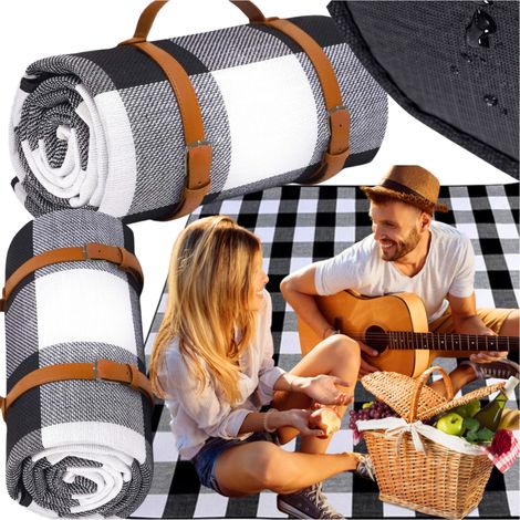Telo da picnic da spiaggia isolante e impermeabile 200x200 cm XXL a quadri (1/5)