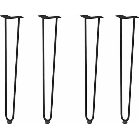 Lot de 4 pieds en épingle à cheveux pour console 72 x 12 x 12 cm avec patins réglables design moderne en acier massif noir (1/5)