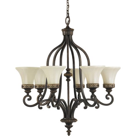 Elstead Drawing Room - Lampadario a 6 luci multibraccio finitura noce, attacco E27 (1/4)