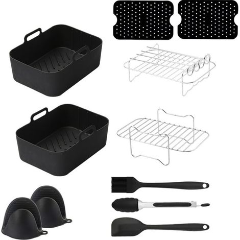 Accessoires pour friteuse à air chaud, ensemble de casseroles en silicone pour Ninja Dual Zone et autres friteuses à air chaud à double panier (1/5)