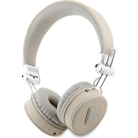 Auriculares supraaurales Bluetooth Guess ENC GUBH70PGTSPSE color beige con textura granulada y forma redonda clásica (1/3)