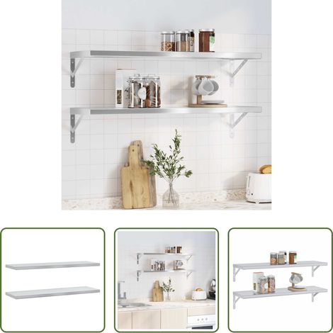 Wandregale - Wandregale 2 Stk. 100x30x3 cm Silbern Edelstahl (1/5)