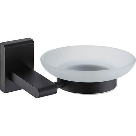 Showerdrape Unity Black Stainless Steel & Frosted Glass Wall Mounted Soap Dish