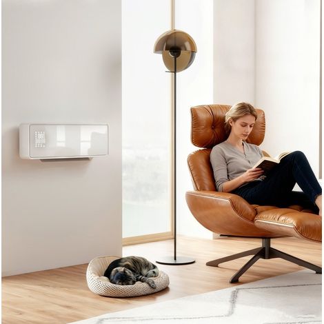 Chauffage mural 2000 W en céramique blanc avec ventilateur, thermostat et minuterie FloraGrace (1/5)