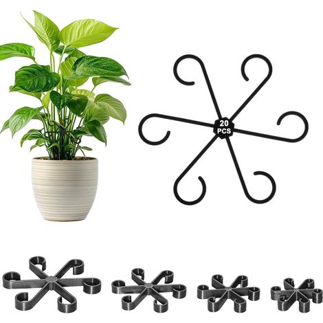 Lot de 20 supports de tige de plantes, 4 tailles au design unique, support de plantes Monstera pour une croissance florissante, combinaisons d'accessoires de plantes d'intérieur (noir)