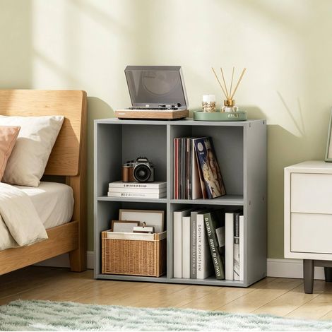 Mobile contenitore a cubi grigio 4 scomparti in legno ingegnerizzato HAVRYA (1/5)