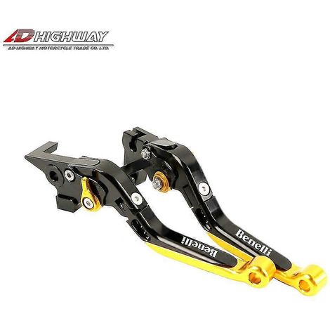 Leviers d'embrayage et de frein pliables et extensibles pour motos Benelli Leoncino 500, 250, BN300, BJ600 et TRK502X/C (modèles 2019 et 2020, sauf modèles 2019 inférieurs) - Noir et or (1/4)