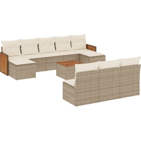Maison Exclusive - Set de sofás de jardín 11pzas con cojines ratá (1/5)