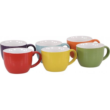 Bunte Frühstückstasse Ø11 cm mit Reliefdekoration in assortierten Farben