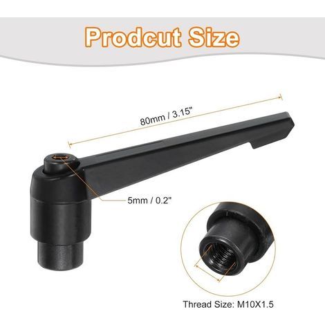 2Pcs M10 Poignée de Serrage à Levier Réglable Femelle à Filetage, Bouton-Poussoir à Cliquet à Dégagement Rapide, Boulon Rotatif de Verrouillage pour Machines-Outils, Noir (1/4)