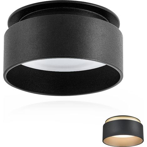 LED Spot de plafond à lumière indirecte incluse 5W Remplaçable LED Module 3000K Blanc Chaud 400LM Plafonnier Luminaire Apparent Noir mat Spot encastrable Design extra plat 30mm (1/5)