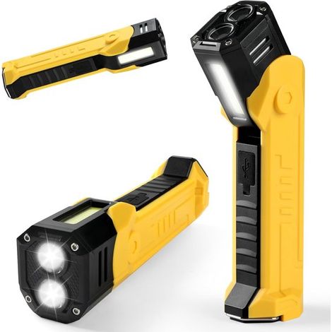 Lampada da lavoro ricaricabile, lampada da lavoro a LED da 3000 mAh con base magnetica e gancio per appenderla, 6 modalità di illuminazione, torcia da 1500 lumen per riparazioni auto (1/5)