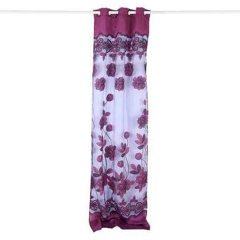 Rideau Voile En Polyester Motif Floral Pour Fenêtre Et Porte Salon Chambre À Coucher 1 Pièce (1/5)