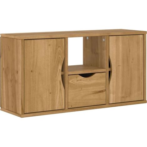Mobile porta TV con pratico cassetto portaoggetti 79 x 24 x 40 cm stile rustico legno di pino massiccio 020058052