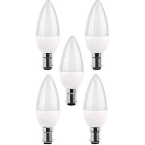Lot de 5 ampoules 5w LED B15, équivalent à une ampoule à incandescence de 25 W, 270 lm, lumière du jour 3000 K, C35 SBC B15 à petit culot à baïonnette [Classe énergétique A+] (1/4)