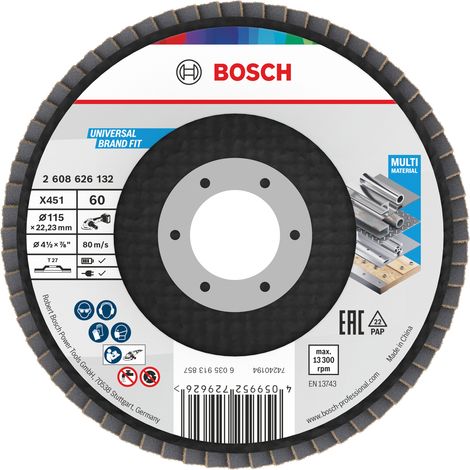 Bosch Flaps discs X451 Flap Disc 115 x 22.23 mm G60 T27 15 pcs 2608626172 (1/5)