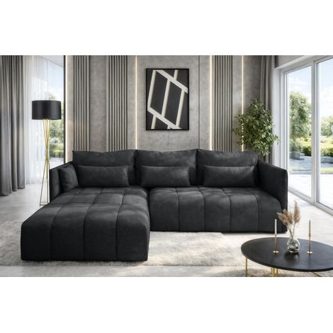 AX LIVING Eckcouch Grau Ecksofa mit Schlaffunktion Bettkasten Cosmova