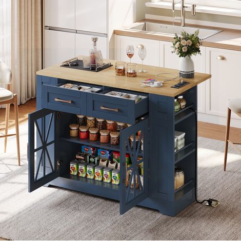 Table extensible cuisine 120 cm MDF bleu HAVRYA (1/5)