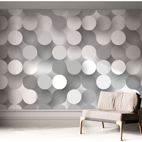 Carta da parati adesiva - lavabile - decorazione murale - per cucina - pellicola decorativa Cerchi grigi 312x219 cm (1/5)